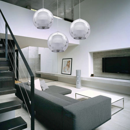 Skleněné chromované stropní svítidlo LOBOS koule moderní