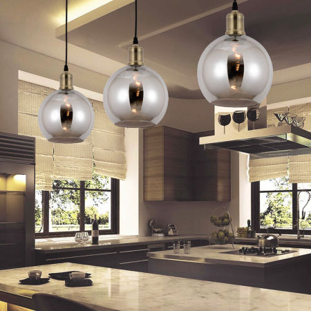 Stropní loftová lampa ZAGALLO koule z kouřového skla
