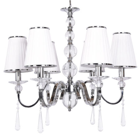 Chromovaný bílý křišťálový lustr FEDERRICA W6 na řetízku
