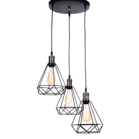 Minimalistické stropní svítidlo COBI W3 černá drátěná lampa diamant loft