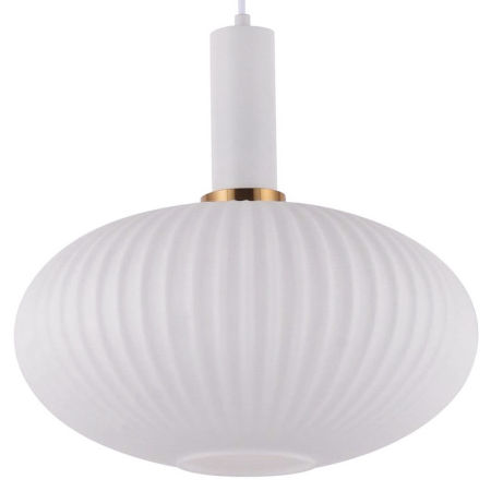 Industriální bílá závěsná lampa FLORI s moderním skleněným stínidlem