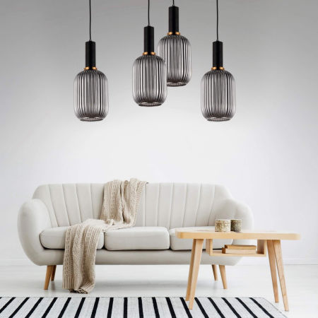 Loftová závěsná lampa RICO se stínidlem z kouřového skla