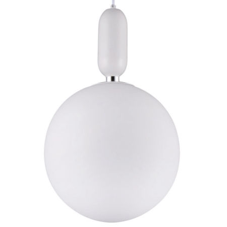 Bílá závěsná lampa ve tvaru koule ORITO D30 se skleněným stínidlem