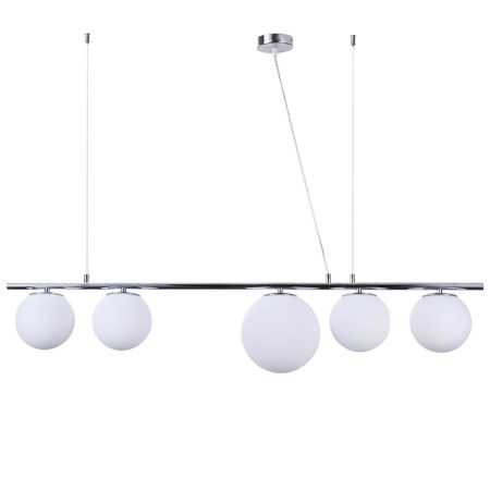 Chromovaná závěsná lampa BARISTICA W5 s bílými moderními kulatými stínidly