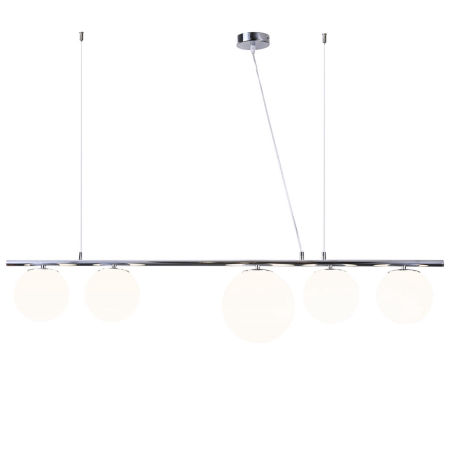 Chromovaná závěsná lampa BARISTICA W5 s bílými moderními kulatými stínidly