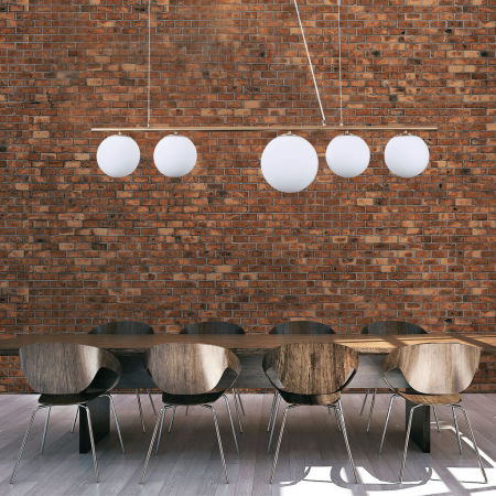 Vícebodová závěsná lampa na liště BARISTICA W5 v mosazné barvě s bílými koulemi