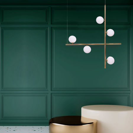 Designové moderní závěsné svítidlo RIANZA W5 v mosazné barvě