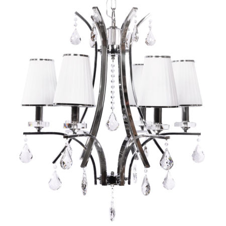Závěsný lustr GLAMOUR W6 s krystaly, stínidla bílá látková