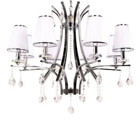 Křišťálový lustr GLAMOUR W8 s osmi bílými stínidly