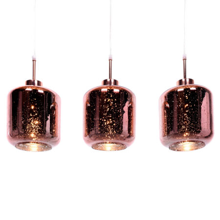 Trojitá závěsná lampa, lustr ALACOSMO růžové zlato, rose gold, moderní