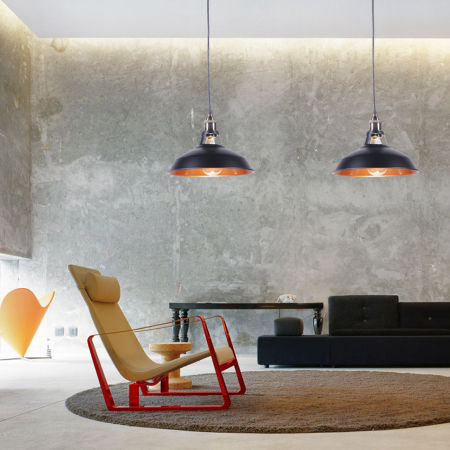 Kovový loftový lustr ZONDA černá kulatá kopule