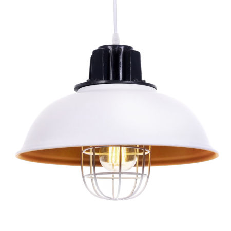 Bílé kovové závěsné svítidlo FUKO polokulaté, nastavitelné, loftové