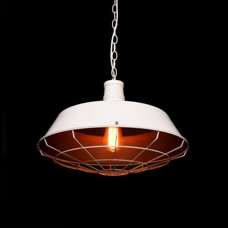 Kovová bílá stropní lampa ARIGIO vevnitř zlatá, drátěný kryt