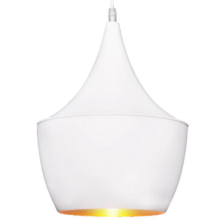 Designová bílá lampa FOGGI 12B kulatá průmyslová, industriální, zlatý vnitřek