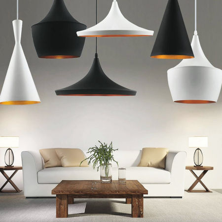 Elegantní designová závěsná lampa FOGGI 12C bílá, zlatá, loftová