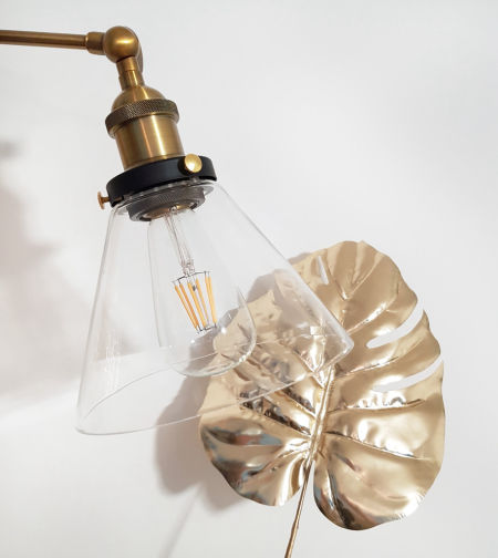 Nástěnná lampa NUBI, industriální loftový design, skleněné nástěnné svítidlo průhledné