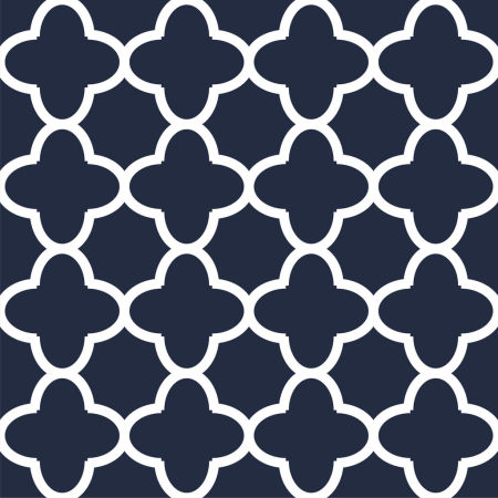 Tmavě modrá tapeta na zeď s bílým vzorem v marockém stylu