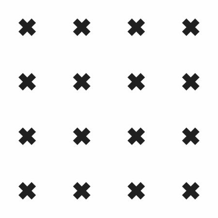 Moderní bílá tapeta v černými X, křížky (černo-bílá verze)