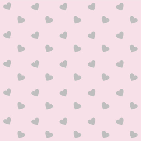 Jemná pastelově růžová tapeta s roztomilými šedými 5 cm srdíčky