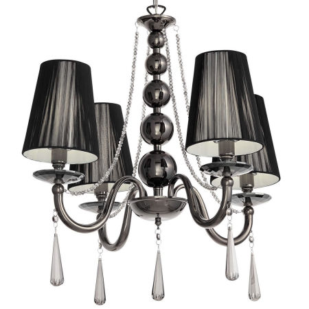 Klasický černý křišťálový lustr FABIONE W4 s nastavitelnou délkou řetízku