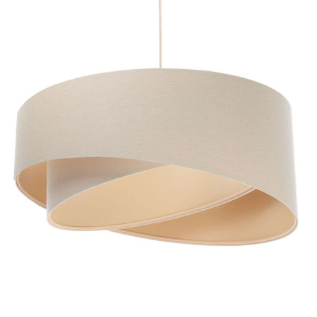 Krémovo-béžové závěsné svítidlo s válcovitými asymetrickými stínidly z lněné tkaniny BOHO
