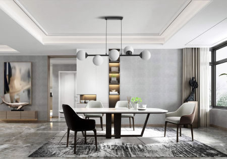 Černé svítidlo, lustr na lanku, s podlouhlou krytkou a skleněnými koulemi - FINO