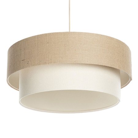 Závěsná BOHO lampa z juty s dvojitým béžovým a krémovým jutovým a lněným stínidlem