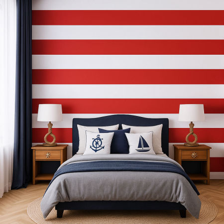 Tapeta s horizontálními pruhy bílými a červenými 20 cm