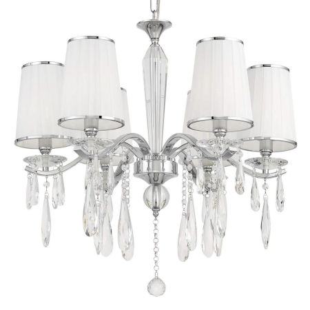 Moderní bílý křišťálový lustr ALESSIA W6 na řetízku, vícebodové svítidlo