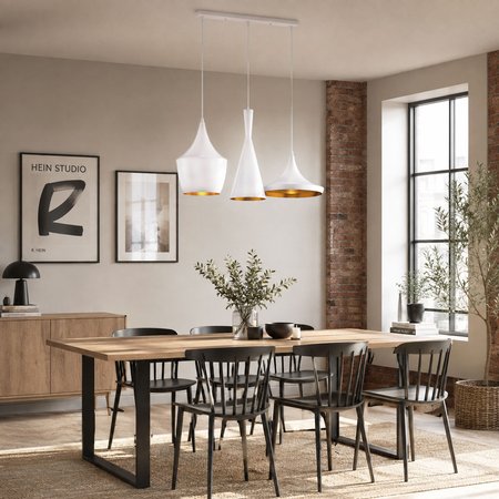 Skandinávská závěsná lampa FOGGI TRIO trojitý lustr bílý, zlatý uvnitř