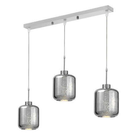 Skleněný chromovaný trojitý lustr ALACOSMO, moderní svítidlo