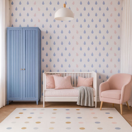 Tapeta kapky vody, deště, barvy Serenity a Rose Quartz (modrá a růžová)