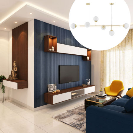 Zlatý lustr, kulovitá stínidla, závěsné svítidlo, vodorovná trubice, dvě kulaté krytky, klasická zlatá - FINO