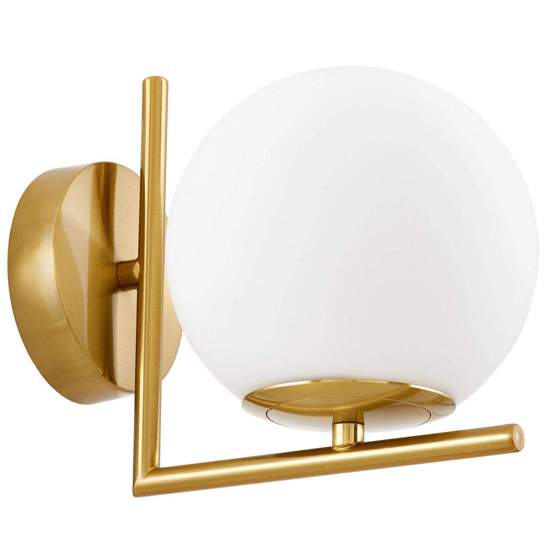 Designové mosazné nástěnné svítidlo SORENTO elegantní bílé skleněné stínidlo koule - Lumina Deco obrázek 3