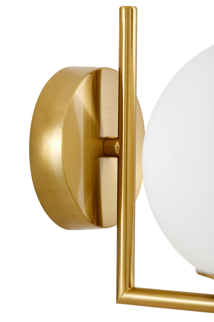 Designové mosazné nástěnné svítidlo SORENTO elegantní bílé skleněné stínidlo koule - Lumina Deco obrázek 4
