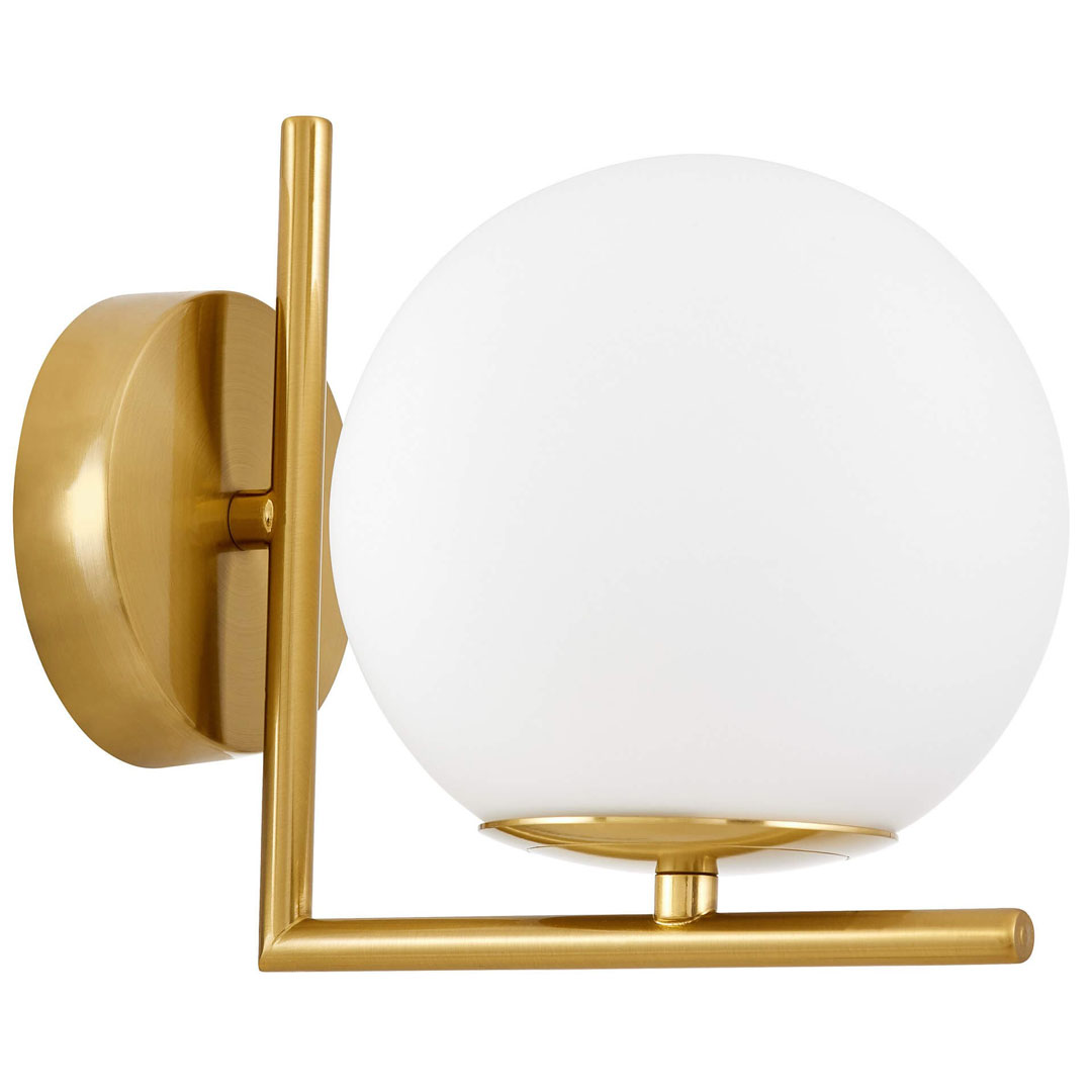 Designové mosazné nástěnné svítidlo SORENTO elegantní bílé skleněné stínidlo koule - Lumina Deco obrázek 2