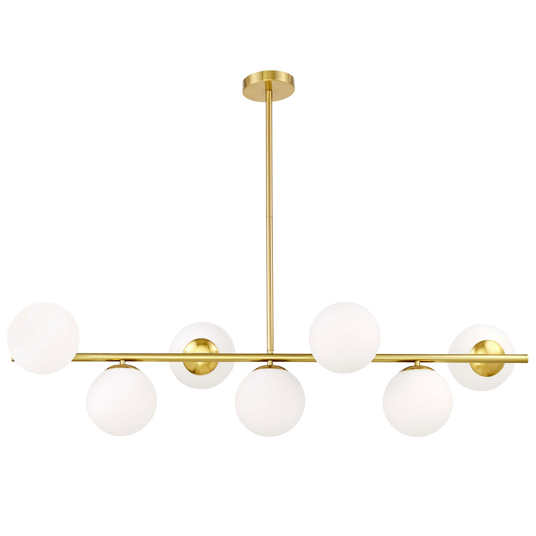 Moderní mosazný lustr FREDICA W7, skleněná stínítka - Lumina Deco obrázek 1