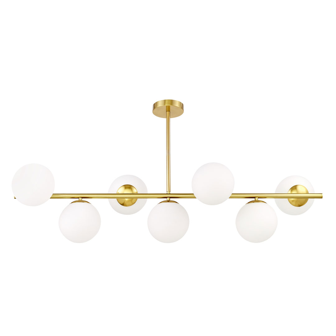 Moderní mosazný lustr FREDICA W7, skleněná stínítka - Lumina Deco obrázek 3