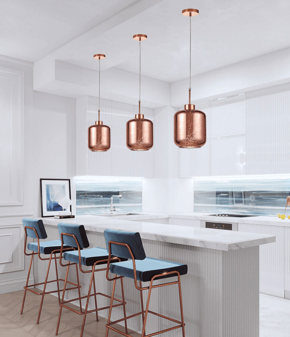 Moderní skleněná lampa svítidlo ALACOSMO růžové zlato rose gold - Lumina Deco obrázek 4