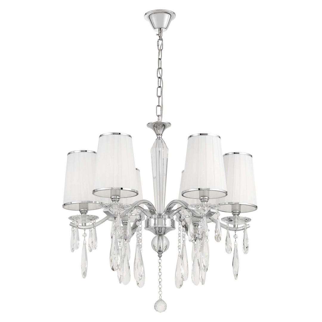 Moderní bílý křišťálový lustr ALESSIA W6 na řetízku, vícebodové svítidlo - Lumina Deco obrázek 3