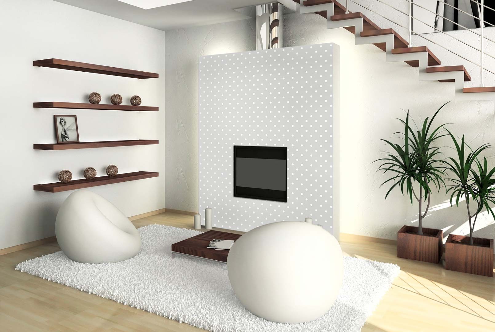 Šedá tapeta s drobnými bílými puntíky, tečkami, polka dot 2 cm - Dekoori obrázek 4