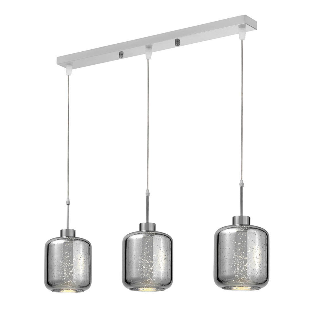 Skleněný chromovaný trojitý lustr ALACOSMO, moderní svítidlo - Lumina Deco obrázek 1