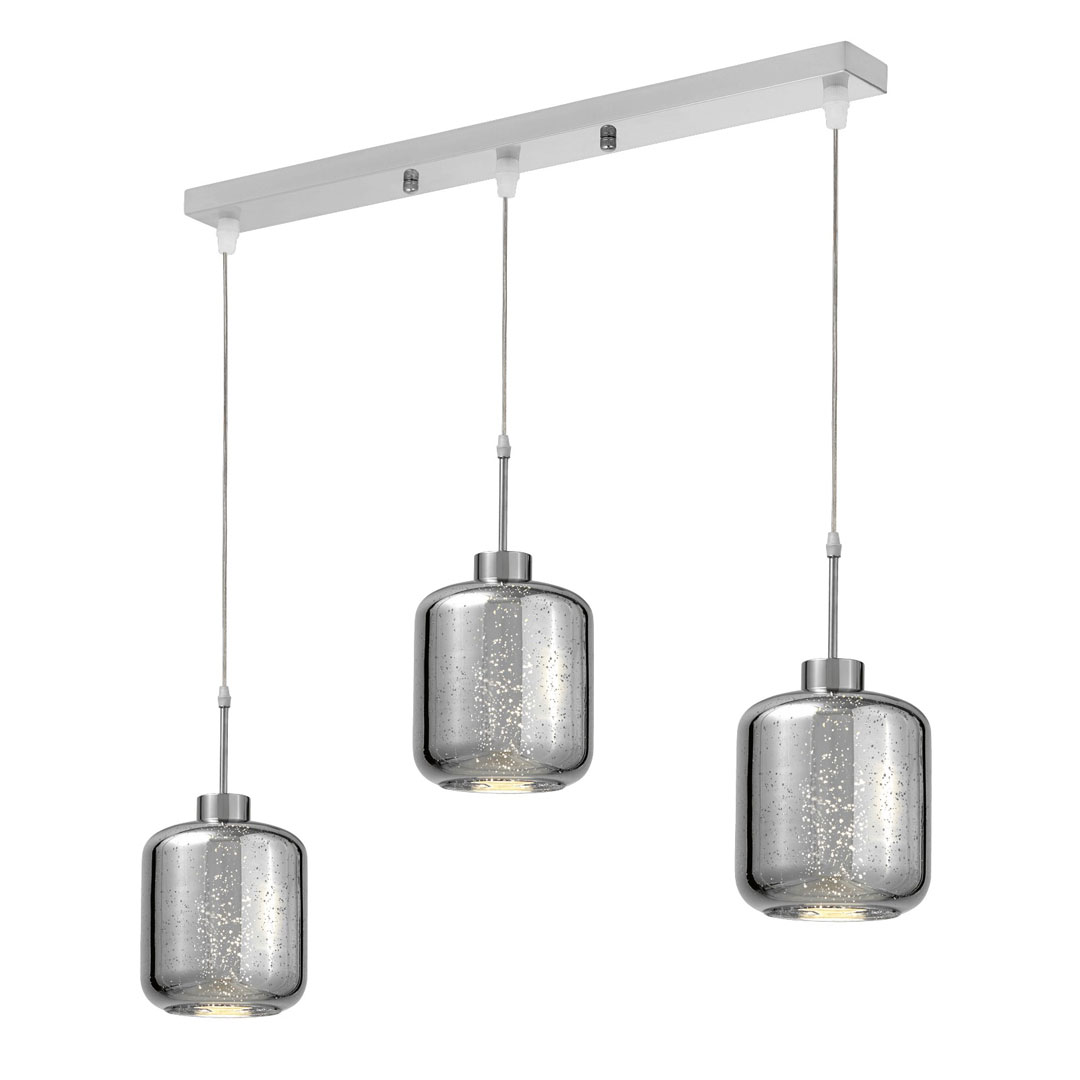 Skleněný chromovaný trojitý lustr ALACOSMO, moderní svítidlo - Lumina Deco obrázek 2