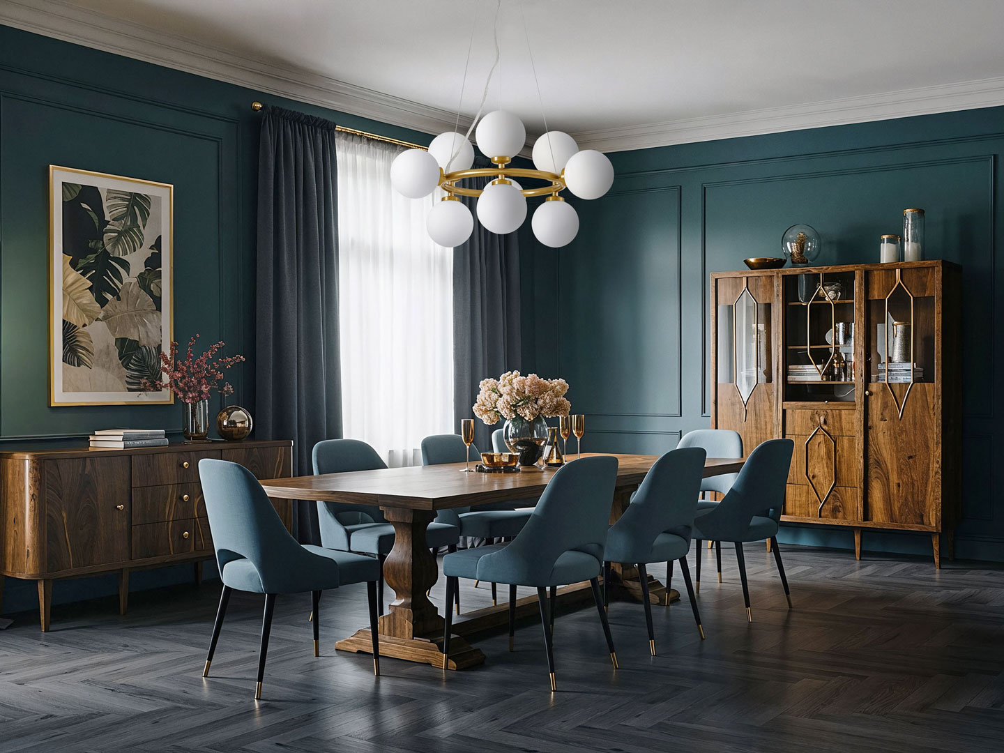 Vícebodová závěsná lampa MARSIADA v mosazné barvě, moderní bílá stínidla ve tvaru koule - Lumina Deco obrázek 2