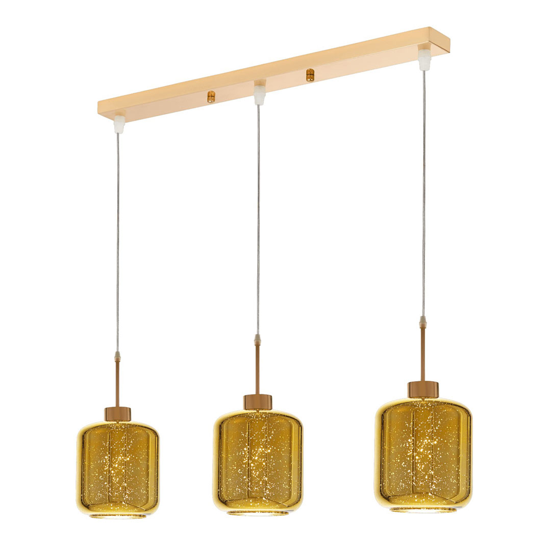 Zlaté závěsné svítidlo ALACOSMO trojité moderní skleněné - Lumina Deco obrázek 1