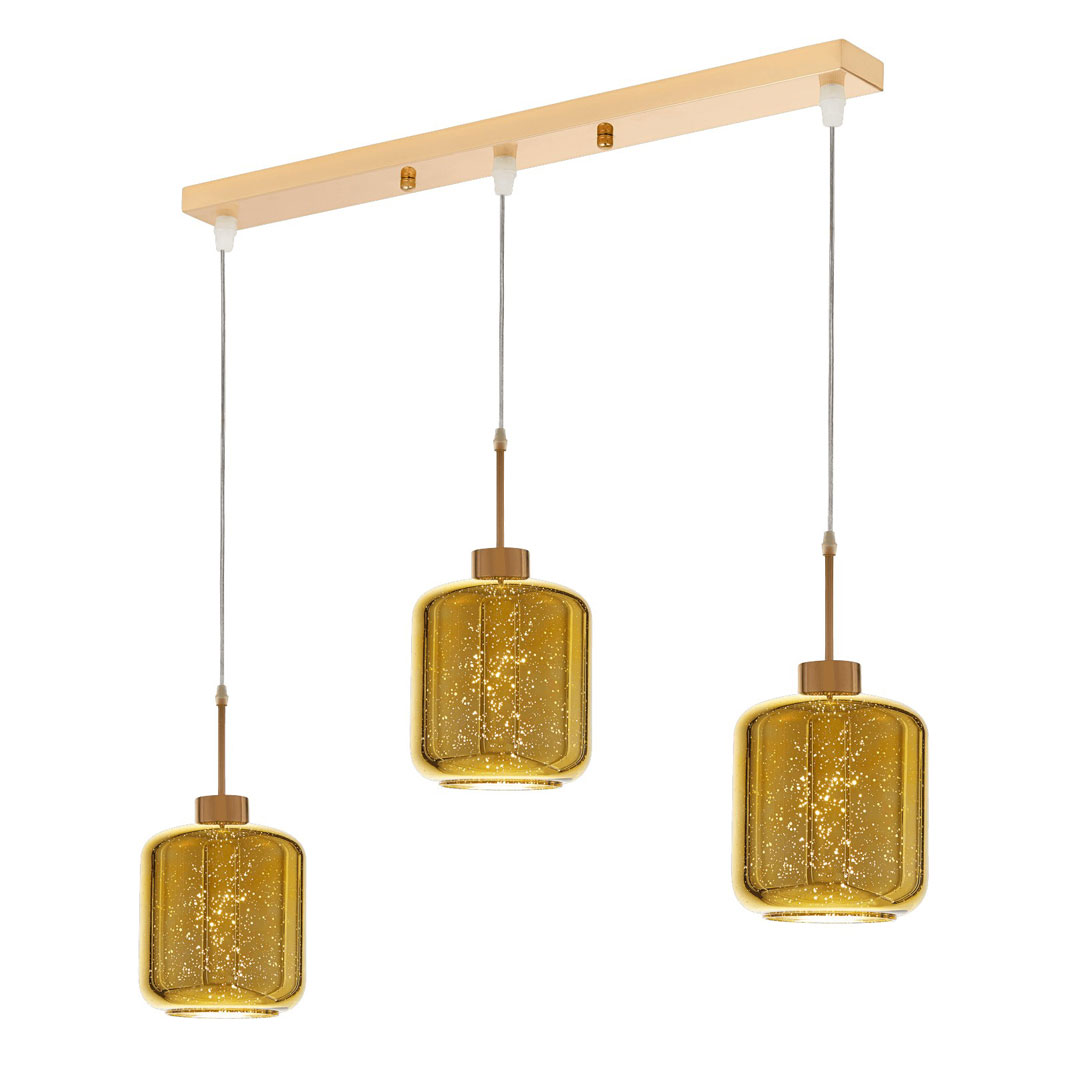 Zlaté závěsné svítidlo ALACOSMO trojité moderní skleněné - Lumina Deco obrázek 2