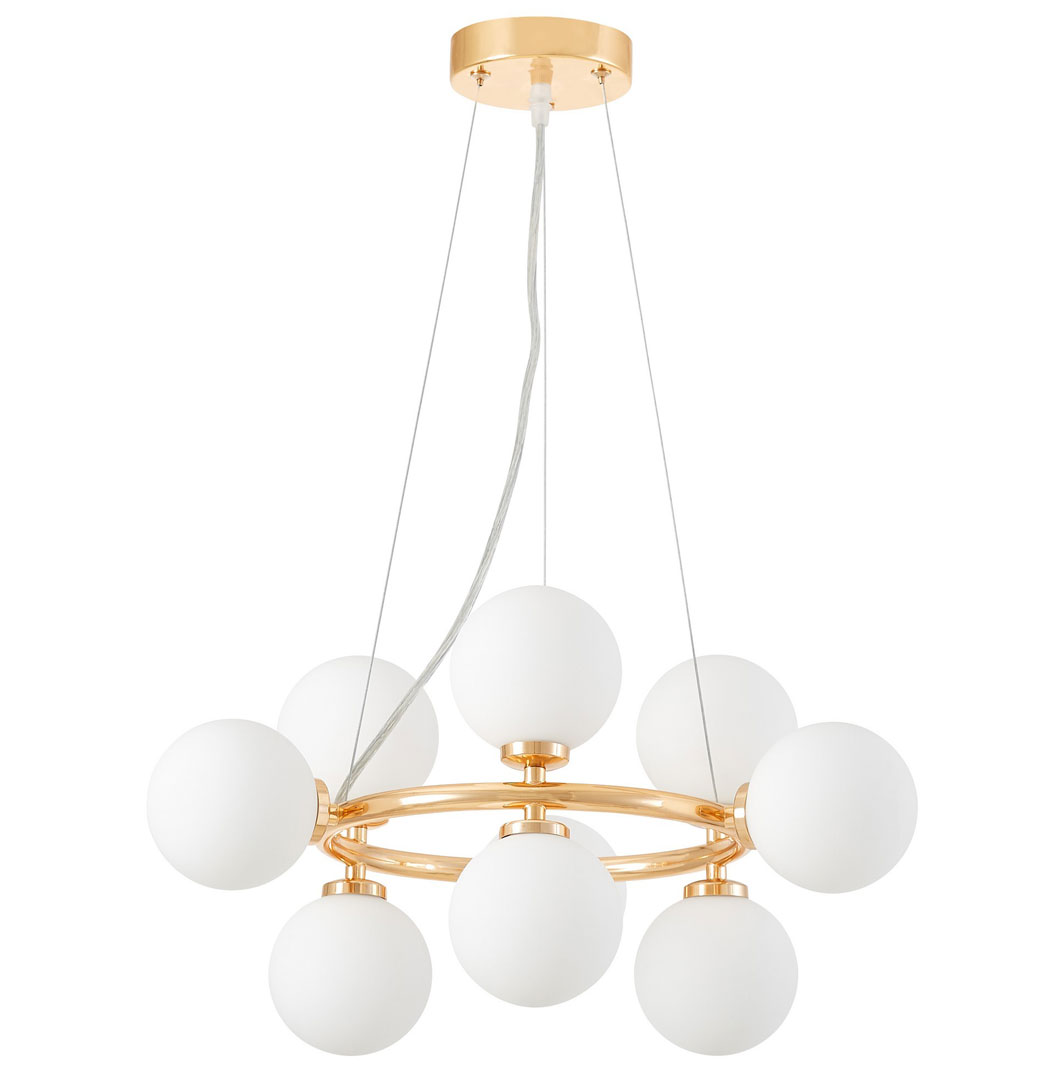 Zlatý lustr, stropní lampa MARSIADA kulatá bílá stínidla - Lumina Deco obrázek 1