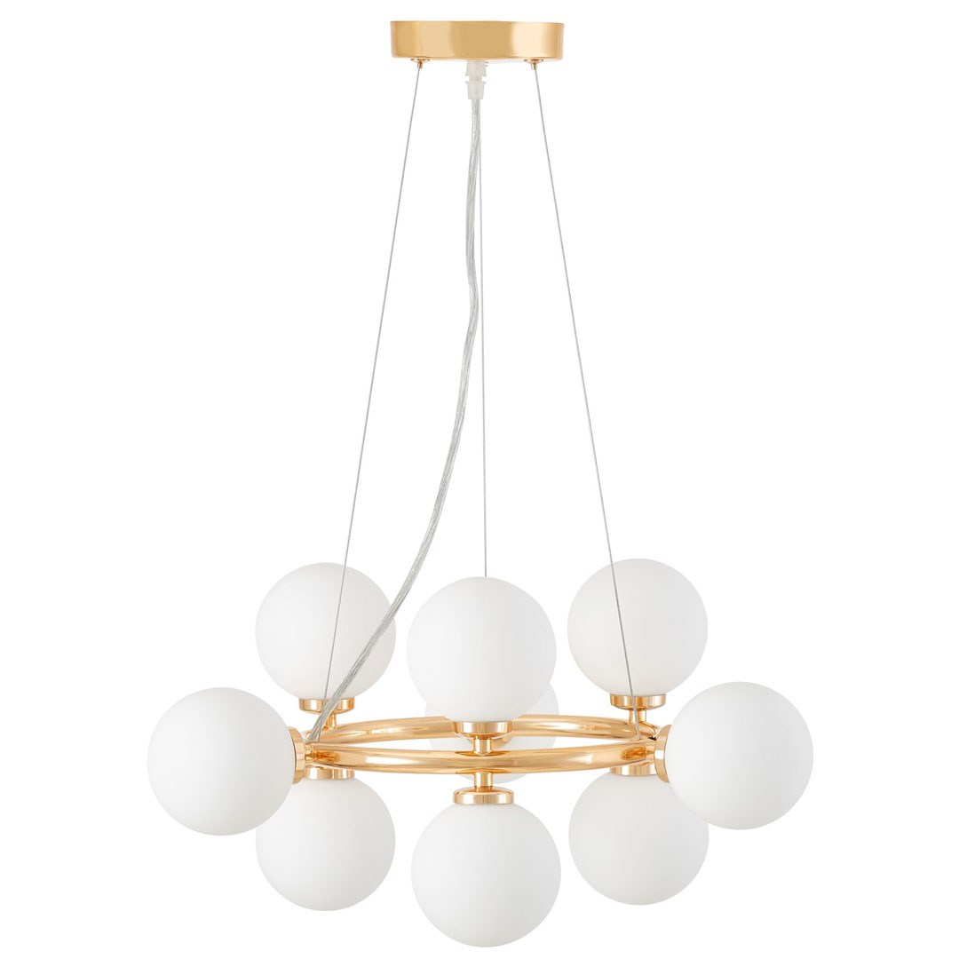 Zlatý lustr, stropní lampa MARSIADA kulatá bílá stínidla - Lumina Deco obrázek 2