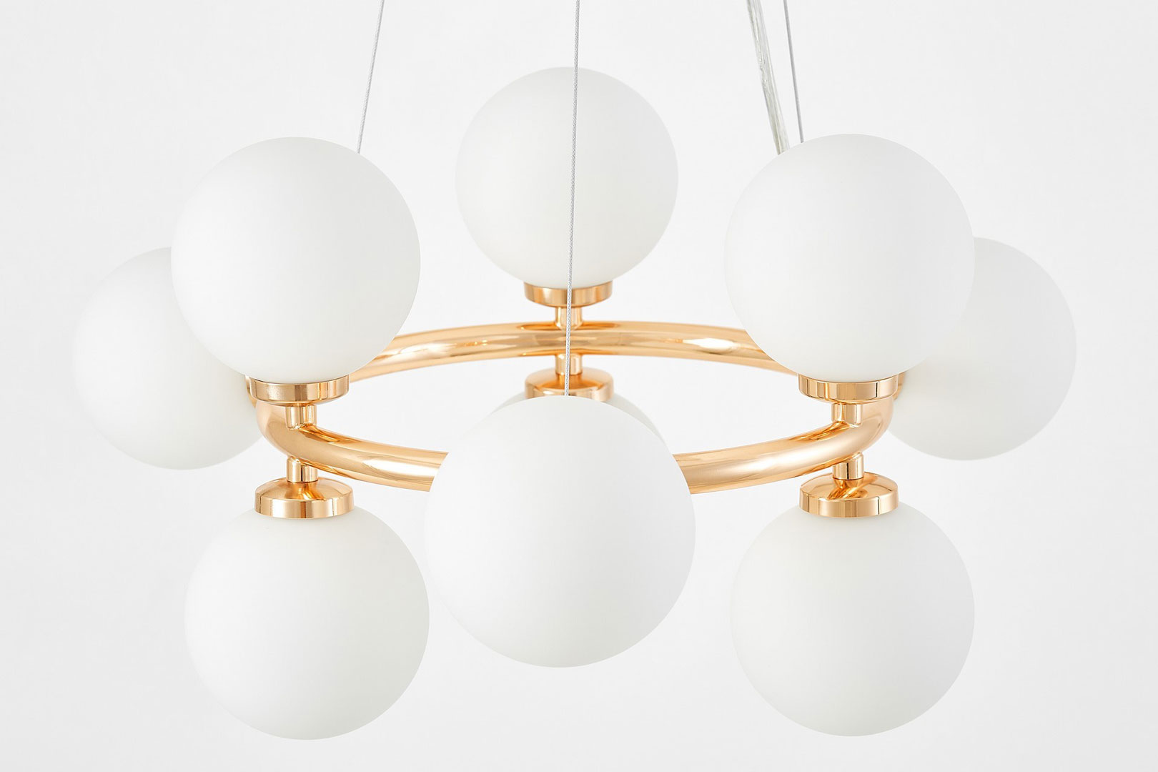 Zlatý lustr, stropní lampa MARSIADA kulatá bílá stínidla - Lumina Deco obrázek 3