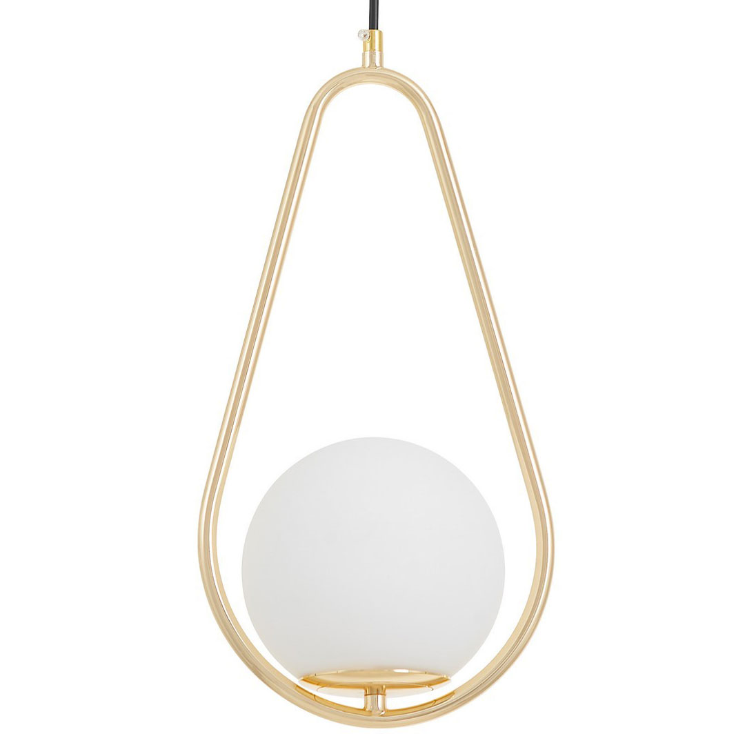 Zlatá moderní závěsná lampa s kulatým stínidlem, kovový rám, francouzské zlato - VERO 1C - Lampit obrázek 1